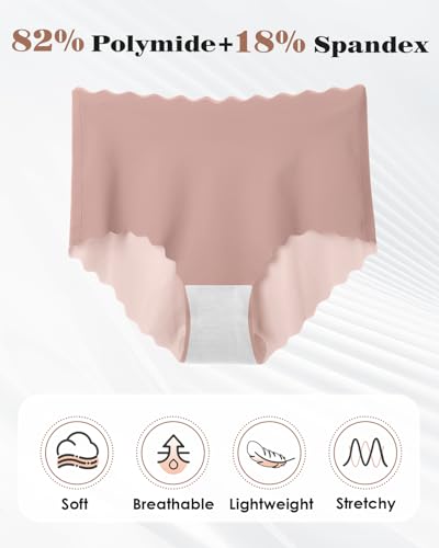 Seamless Underwear for Women No Show Panties Breathable Briefs Full Coverage Silky High Cut Cheeky Underwear Women Pack2