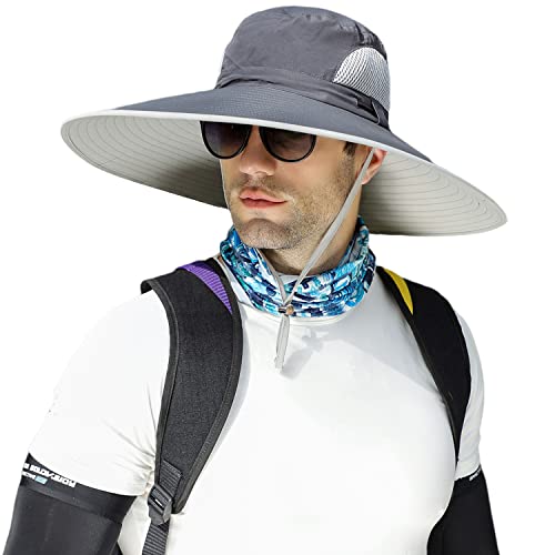 Image of HUAMULAN Super Wide Brim Men Fishing Sun Hats, Sports Outdoor Travel Women Bucket Cap, Golf Cycling Safari Boonie Hat