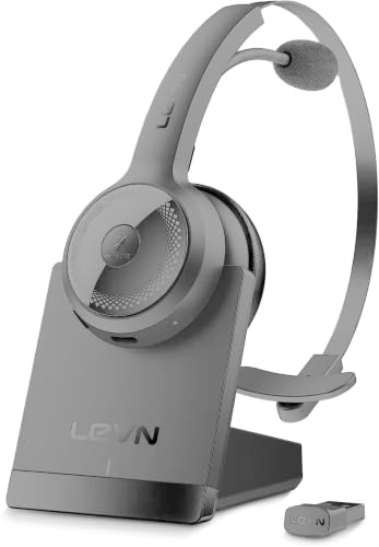 LEVN Bluetooth 5.0 Headset, Wireless Headset with Microphone (AI Noise Cancelling), 35Hrs Bluetooth...