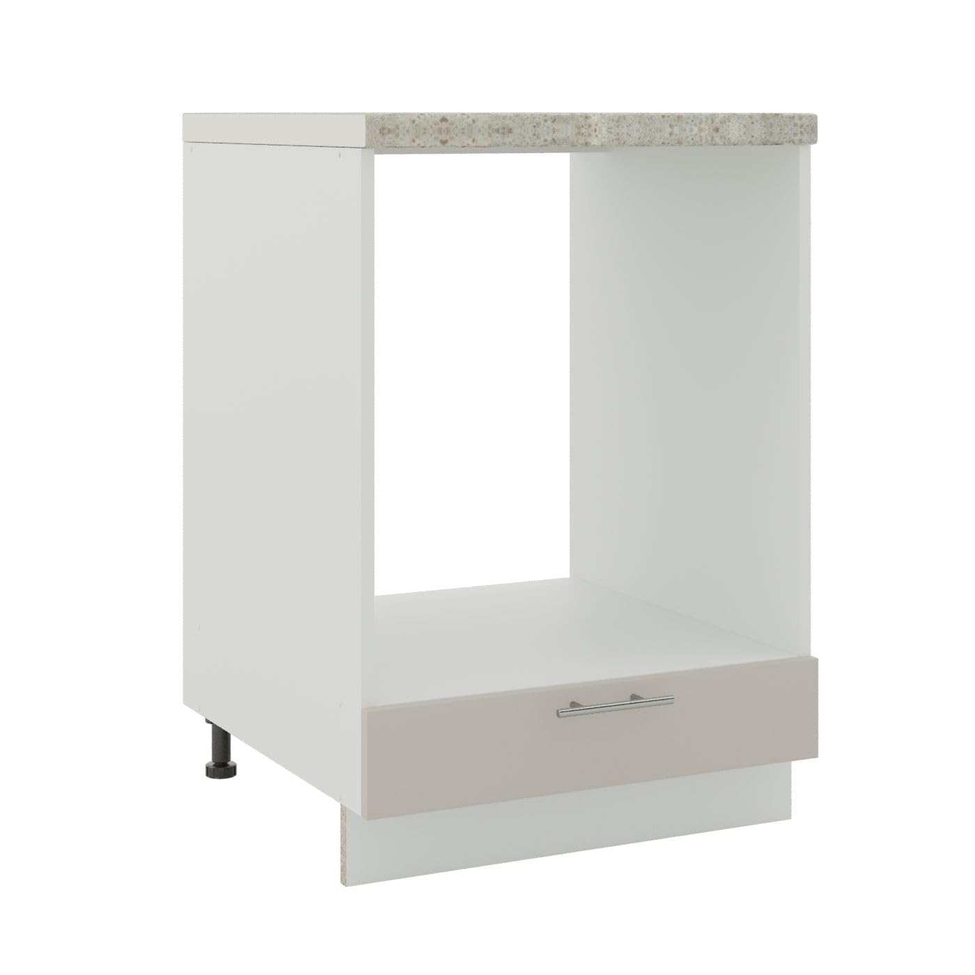 JD Greta Adjustable Kitchen Base Unit - 600mm - Oven Base Cabinet with Drawer & Worktop - Cashmere Matt
