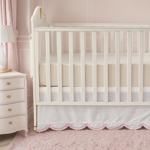 LITTLE UNICORN Toddler Bed Skirt - Organic Cotton, Ruffled Edge, Fits Crib/Toddler