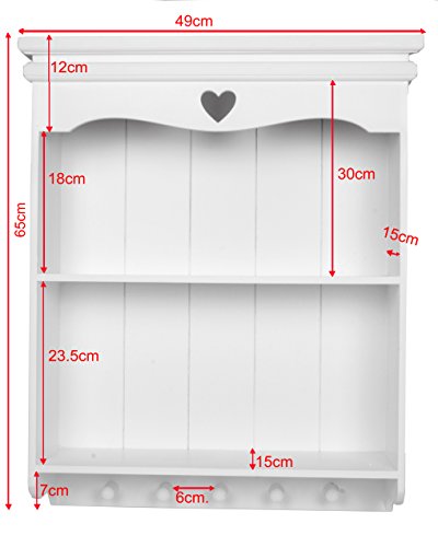 Scaffalatura con cuore intagliato, bianca