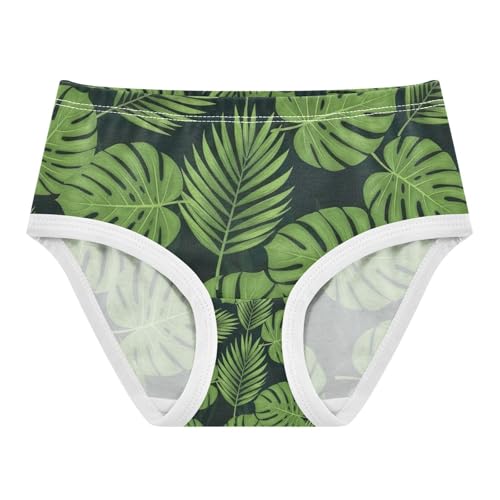 Green Monstera Palm Leaves Kids Underwear, Toddler Panties, Girls Cotton Underwear, 2–8 Years