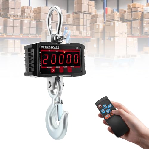 Báscula de Grúa 2T, Bascula de Grúa Digital 2000 kg/4000lb, Electrónica, Báscula Colgante Industrial con sensor preciso, pantalla LCD grande y control remoto para Construcción,Fábrica