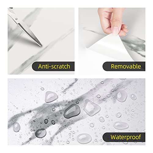 FunStick Selbstklebende PVC Bodenbelag Marmoroptik Weiß 30X60CM 5 Stück Klebefliesen Bad Boden Fliesenaufkleber Küche Vinyl Boden Fliesen Selbstklebend Marmor Laminatboden Wasserfest Linoleum Boden