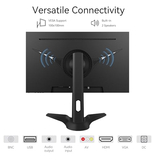 Image of 23.8 inch Computer Monitor 1920x1080 Vertical PC Monitor with HDMI VGA AV BNC USB Ports, Multi-Function Stand, VESA, Display Frameless Build-in Speakers for Office Home