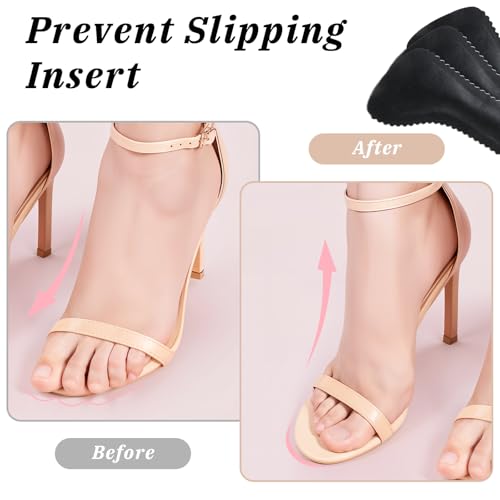 Image of 2 Pairs High Heel Inserts for Women, Self-Adhesive Arch Support Insoles, Invisible Slim Inserts Weight Shifting Shock Soft Slip 3 /4 Inserts for Flats Slipper Sandal Pump Dress Shoes Boots(Black)