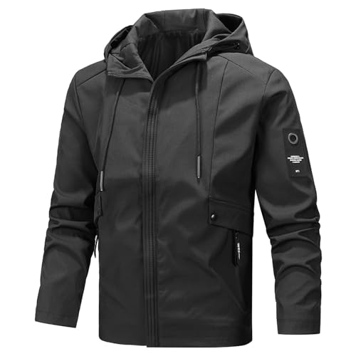 Jackets for Men Spring Fall Windbreaker Stand Collar Warm Hooded Jacket - image 1