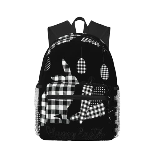 Sac à dos de voyage imprimé Happy Easter noir taille unique pour adulte et enfant