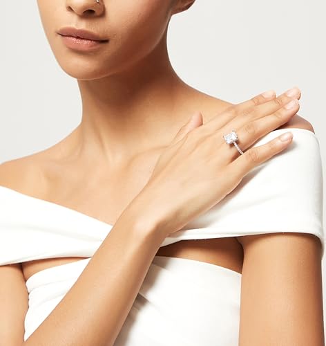 TIGRADE 4CT Engagement Ring for Women Radiant Cut Cubic Zirconia Wedding Band CZ Promise Anniversary Ring Size 3-134