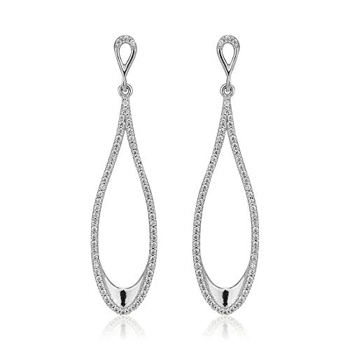 Vanbelle Sterling Silver Jewelry Studded Pear-Drop Dangling Earrings With Cubic Zirconia Stones And Rhodium Plated For Women And Girls #TOP23