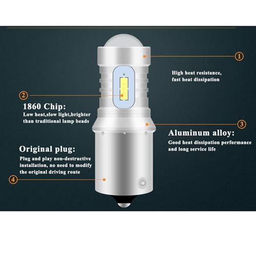 Image of 1860-4SMD Motorcycle Indicator Bulbs Long-Lasting, High-Brightness Beads, 1156 Cross Pin Fitting with Efficient Cooling and Easy Installation. Orange light (2)