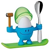 WMF McEgg Eierbecher mit Löffel, lustiger Eierbecher Kinder, Kunststoff, Cromargan Edelstahl poliert, spülmaschinengeeignet, blau