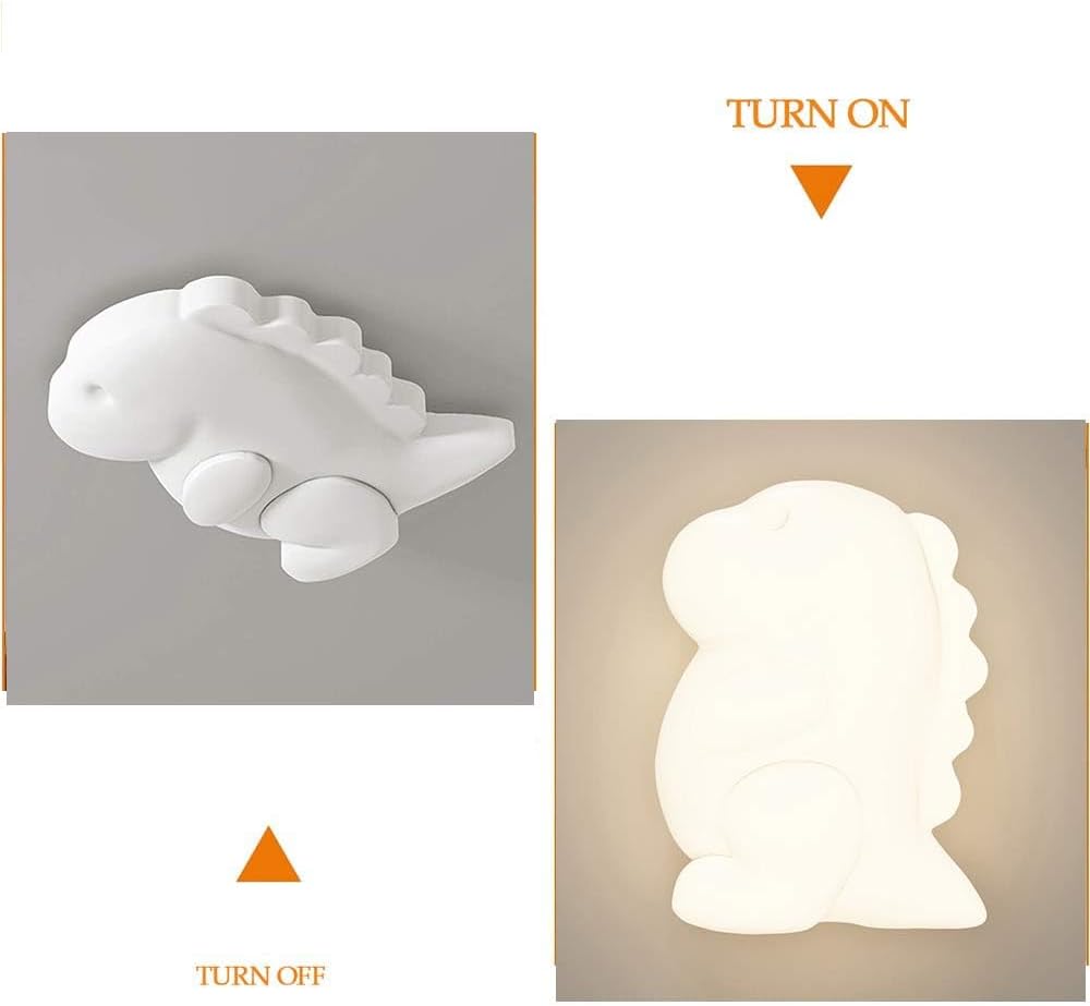 White Acrylic Dinosaur Childrens Ceiling Light Fixture, Creative Dinosaur LED Flush Mount Light for Kids & Nursery Rooms Boy's Girl's Bedroom
