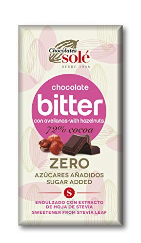 CHOCOLATES SOLE CHOCOLATE NEGRO 72% con avellana y stevia 100 g