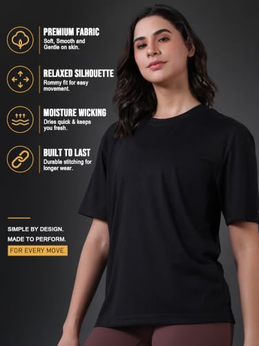 Image of CHKOKKO Oversized T-Shirt for Women Cotton Blend Soft Loose Fit Tshirt Top for Summer Half Sleeves Drop Shoulder Trendy Stylish Solid for Casual Streetwear, Outings or Travel