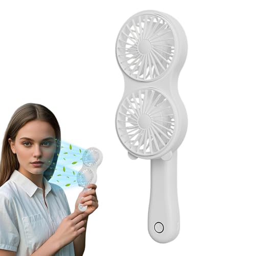 Ventilador portátil de mano | Ventilador de maquillaje portátil | Ventilador portátil, doble cabeza ventilación de viaje para camping, playa, gimnasio al aire libre y refrigeración de verano