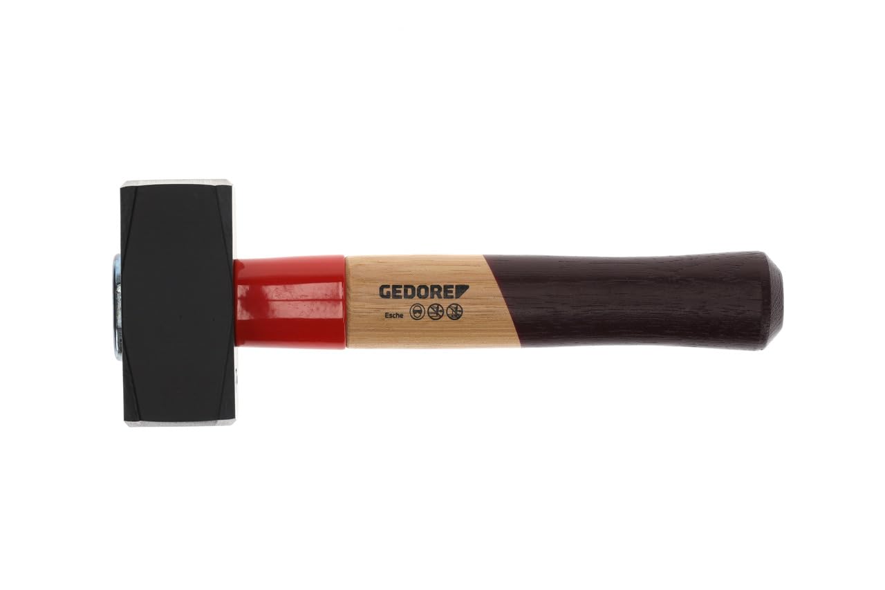 GEDORE Fäustel mit Holzgriff, 1250 g Kopfgewicht, Hammer mit Eschenstiel, Werkzeug, geschmiedet, Rotband-Plus, 620 E-1250