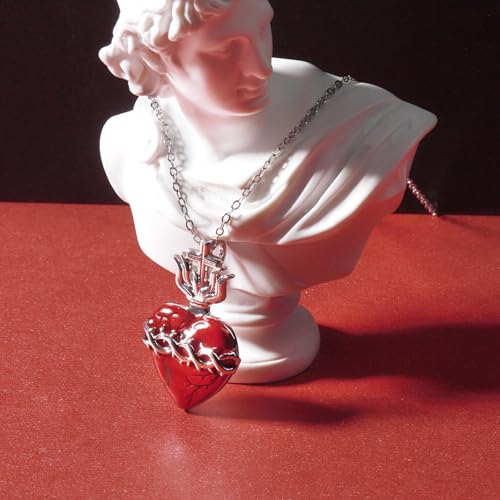 Sacred Heart of Jesus Pendant - 925 Sterling Silver Jesus Pendant Necklaces Silver Chain/Thorn Chain Jewelry for Men Women Christmas Easter Thanksgiving Day (Silver Chain)2