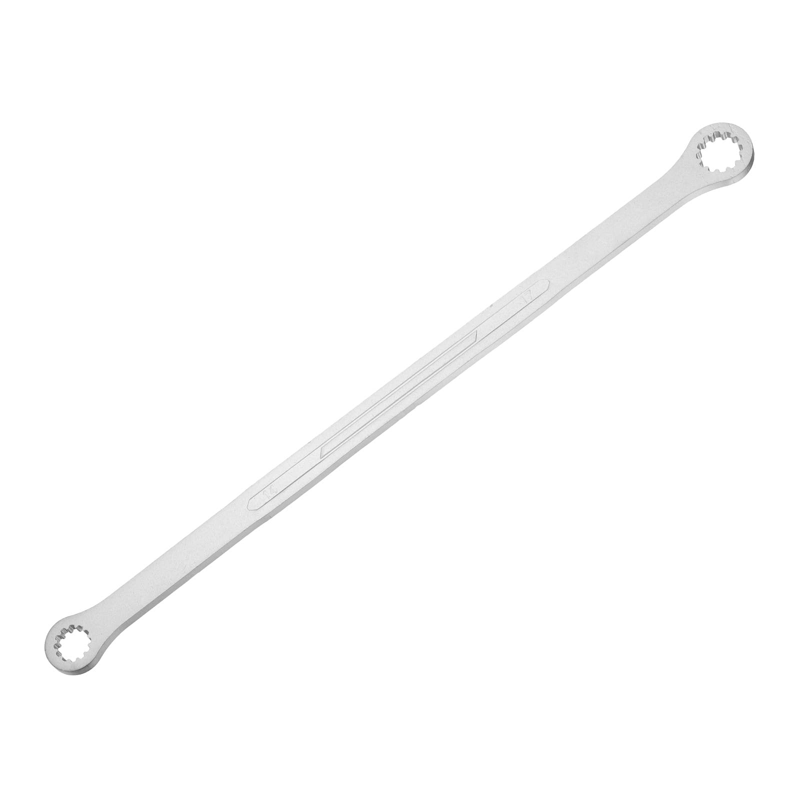 sourcing map Double Head Box End Wrench 14 x 17mm 45# Steel Nickel Plating 0 Degree Offset Extra Long Box End Spanner Hand Tool with 12 Tooth for Automotive Repair Maintenance Mechanical