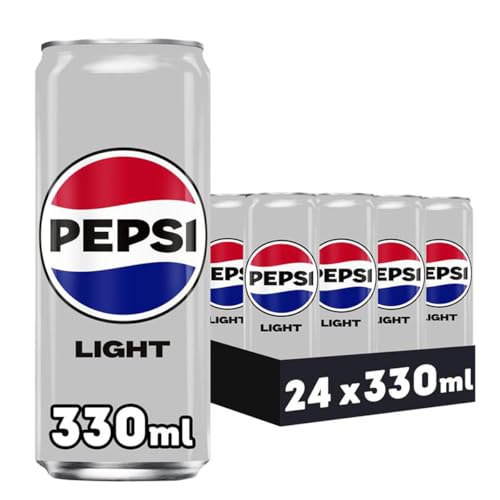 Pepsi Light Refresco de cola bajo en calorías y en azúcares, pack de 24 latas de 330 ml, 7.92 litros en total