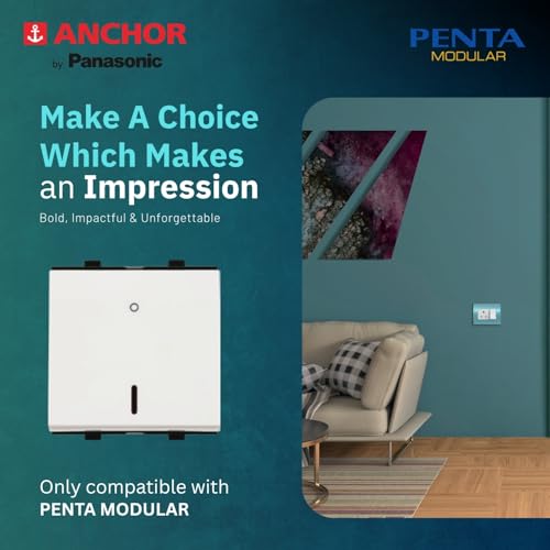 Image of Anchor by Panasonic 65032 Penta Modular 2M 32A Polycarbonate One-Way D.P Switch with Neon (White)