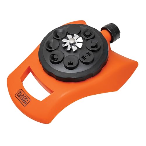 Black + Decker® 8-Pattern Turret Sprinkler – Up to 962 Sq. Ft. Coverage, Durable Build, Versatile Spray Options BD57392
