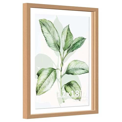 CORE ART 12x18 Floating Picture Frame, Nature Wood