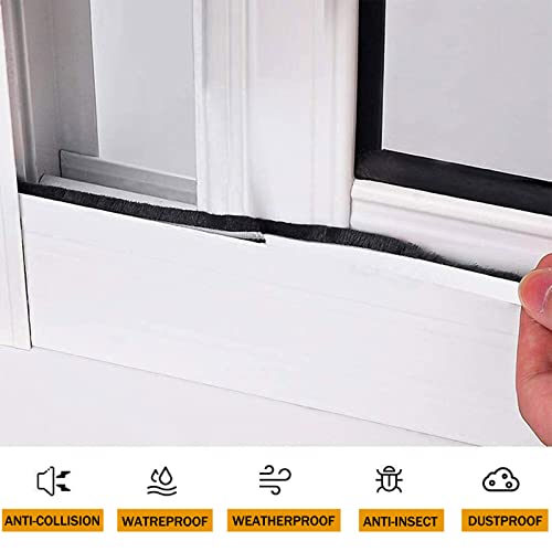 Ta-Vigor Weather Stripping 0.23" Width X 1/4" Thick (19.7Ft Length), Felt Pile Brush Weather Stripping With Adhesive Backing For Window Door Seal Strip #TOP3
