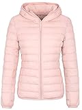 wantdo Women's Packable Down Jacket Fall Light Weight Puffer Coat (Pink, 2X-Large)