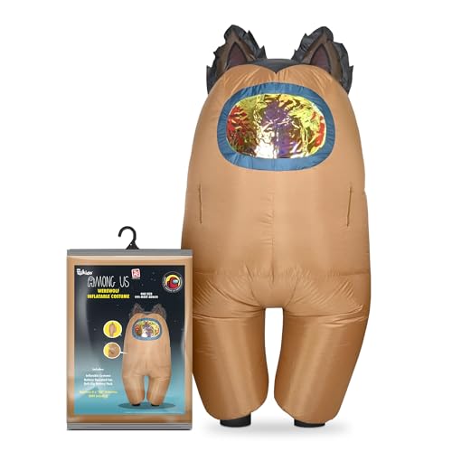 Costume gonflable Among Us adulte marron YuMe Officiel avec chapeau de loup-garou