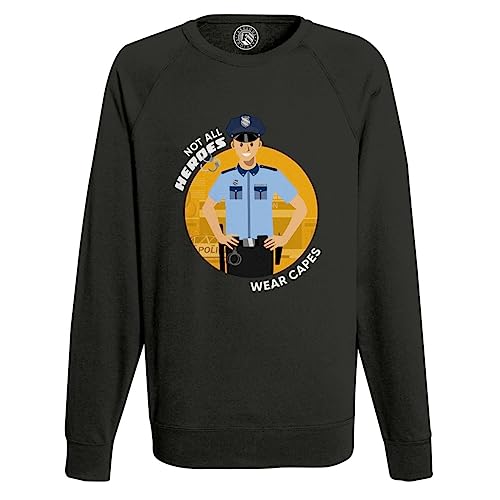 Sweatshirt Homme Les Vrais Héros Policier Gendarme noir en coton