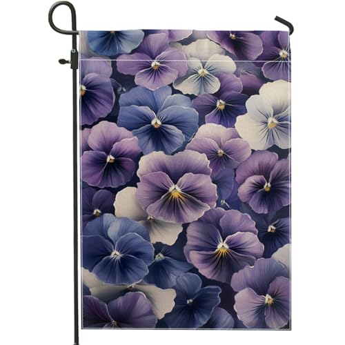 Drapeau de jardin de pensée violette pour printemps, été, bannière de décoration extérieure florale pour la maison, drapeau de cour double face pour décoration de pelouse, fête saisonnière, vacances
