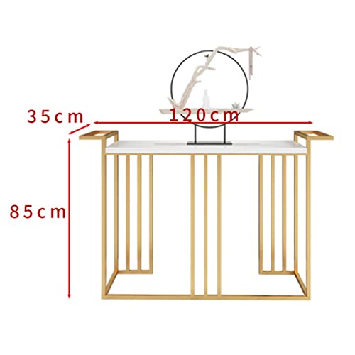 Nizame Metal Iron Entryway Table With Shelf And Double Handle, Tall-Wide Hallway Console Table Decorative Long Case, Simple Living Room End Table (Color : White, Size : 150 * 35 * 85Cm) #TOP2