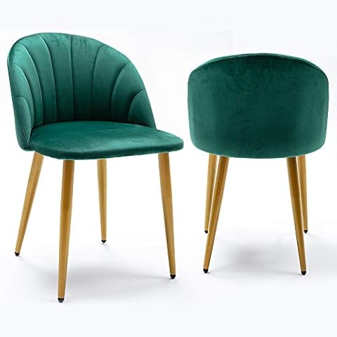 Virabit Velvet Dining Chairs Kitchen/Living Room Chairs Set of 2, Mid Century Modern Accent Side Chairs with Upholstered and Metal Legs for Makeup/Living Room, Dark Green Cover