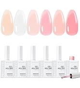Makartt Jelly Pink Gel Nail Polish Set 15ml One N'Done 6 Colors Gel Polish Kit Jelly White Nude S...