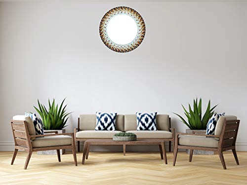 Zorigs-Mirror-Wall-Art-Decor--Handcrafted-Decorative-Wall-Mirror-Dark-Brown-Gold-Tan-Red-and-Pearl-White-Mosaic-Glass-24-Frame-16-Round-Mirror-for-Hallway-Bedroom-Bathroom-Living-Room 41hjVfAQHIL