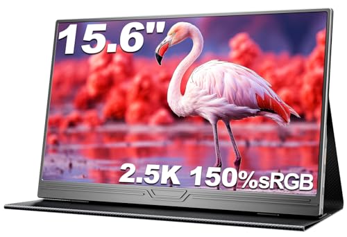 CUIUIC 15,6 Portable Monitor 2.5K – QHD 2560x1440 IPS, 500 Nits, 150% sRGB, HDR, USB-C/HDMI, Augenfreundlich, Zweitbildschirm für Mac, Laptop, Handy, PC, PS5, Xbox mit Smart Case