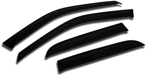 Outside Mount Car Window Rain Guards Compatible with Audi A4 Sedan 2002-2008 | Tape-On | Rain Shields Window Visor Window Deflectors | Dark Smoke, 4 Pcs Set, WV2M-498