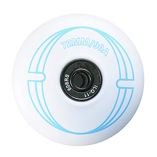 Flash Wheels Inline Skates, Inline Skate Wheels with 90A LED Light, 8 Pieces Slalom Brake Wheels with Bearings,Azul,80mm Cover