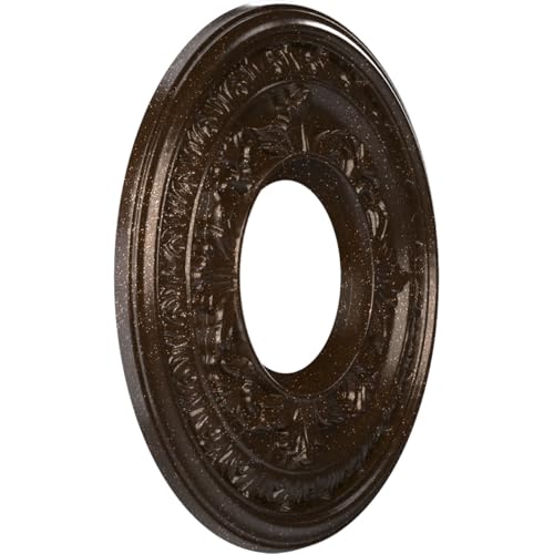 Image of Ekena Millwork CMP10BAAMB Baltimore Thermoformed PVC Ceiling Medallion (Fits Canopies up to 4 1 /4 inch), 10 inchOD x 3 1 /2 inchID x 3 /4 inchP, Textured Metallic Mystic Brown