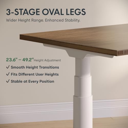 Image of FLEXISPOT E6 Pro Large 78 inch x 30 inch Organic Modern Bamboo Standing Desk, Electric Dual Motor 3-Stage Height Adjustable Desk with Oval Legs, Heavy Duty 330lbs, Walnut Bamboo Desktop, White Frame