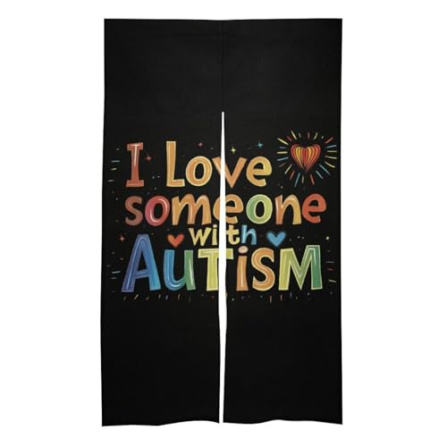 I Love Someone with Autism Noren Doorway Split Shower Curtain Long Type Window Treatment for Privacy Partition Divider