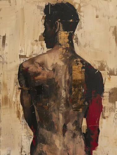 Peinture par numéro grand format 70x90cm toile en lin et kit pinceaux pour oeuvre abstraite