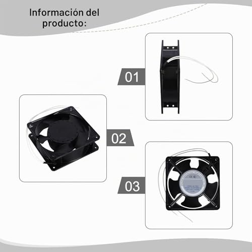 Miniatura 3 de Ventilador Axial Silencioso Para Casete De Chimenea E Inserciones De Metal De Alta Temperatura, Eficiente Circulación De Aire Caliente, 120 X 120 X 38 Mm, Color Negro