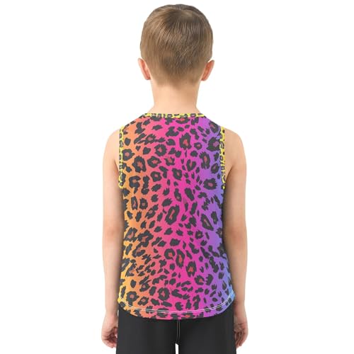 Leopard Rainbows Spots Tank Top for Children Sleeveless Casual Vest Tees Toddler Boy Shirts for Running Golf Hiking 3T3