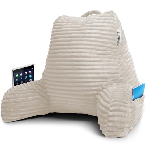 Image of Nestl Reading Pillow with Shredded Memory Foam, Luxe Cut Plush Back Pillow for Sitting Up in Bed, Back and Arms Adjustable Support for Adult & Teens, Backrest Pillows with Washable Cover Linen