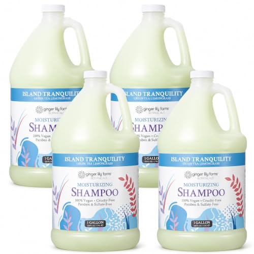 Image of Ginger Lily Farms Botanicals Shampoo, 128oz /4pk, Island Tranquility | 100% Vegan & Cruelty-Free | Moisturizing Shampoo for All Hair Types | Refill Size