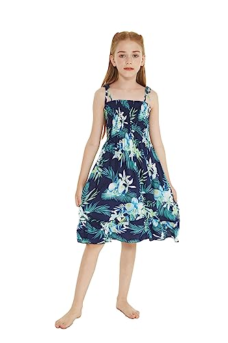 Image of Family Matching Hawaiian Clothes, Orchid Breeze Navy | Lightweight 100% rayon • Family matching outfits • Beach vacations • Luaus • Cruises • Family photos