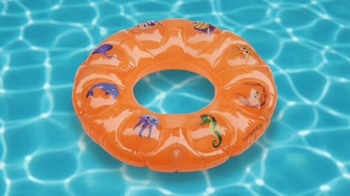 Image of Kids Inflatable Cartoon Swim Ring with Seat - Pink Baby Pool Float (bubble-tube-80)